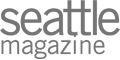 The image shows the logo of "Seattle Magazine" in a gray font on a transparent background.